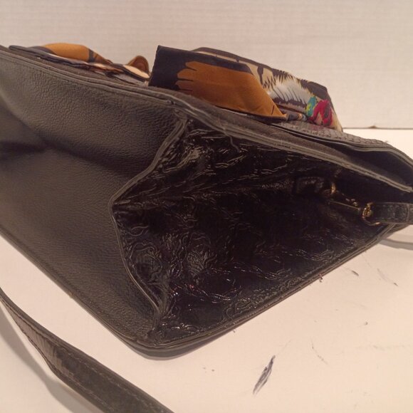 Vintage BETSEY JOHNSON Animal Friendly Black Top-handle Bag w Tiger Scarf Detail - Picture 12 of 15